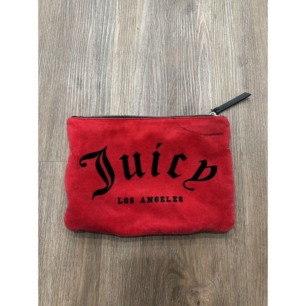 Juicy Couture Red Velvet Cosmetic Pouch with Black Logo